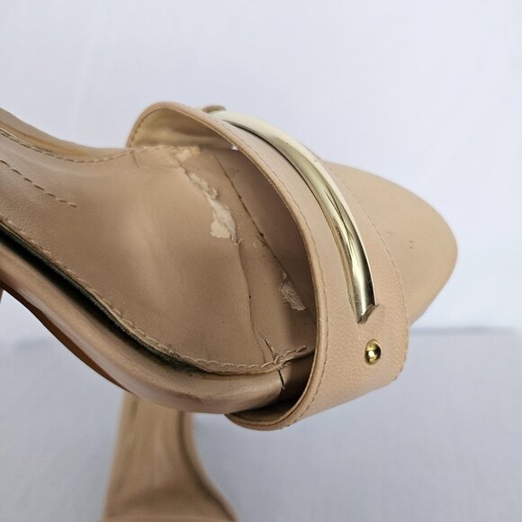 GIANNI BINI Nude / Beige Stiletto Heels with Gold Accents, Sz 6M - Picture 5 of 12